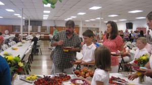 Sunday Breakfast – Many attended the breakfast following mass on Sunday.