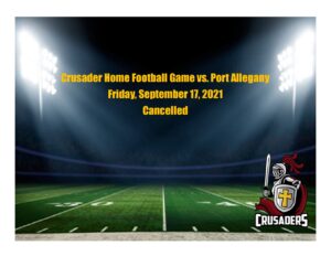 Crusader Football Game Cancelled 9/17/21